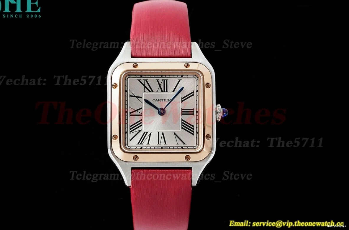 Dumont Santos Silver RG Quartz AF Dial Red SA 0408